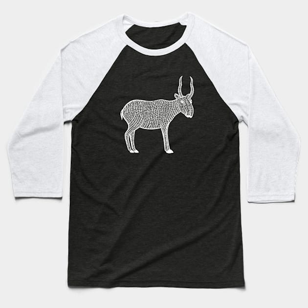 Saiga Antelope Ink Art - on dark colors Baseball T-Shirt by Green Paladin